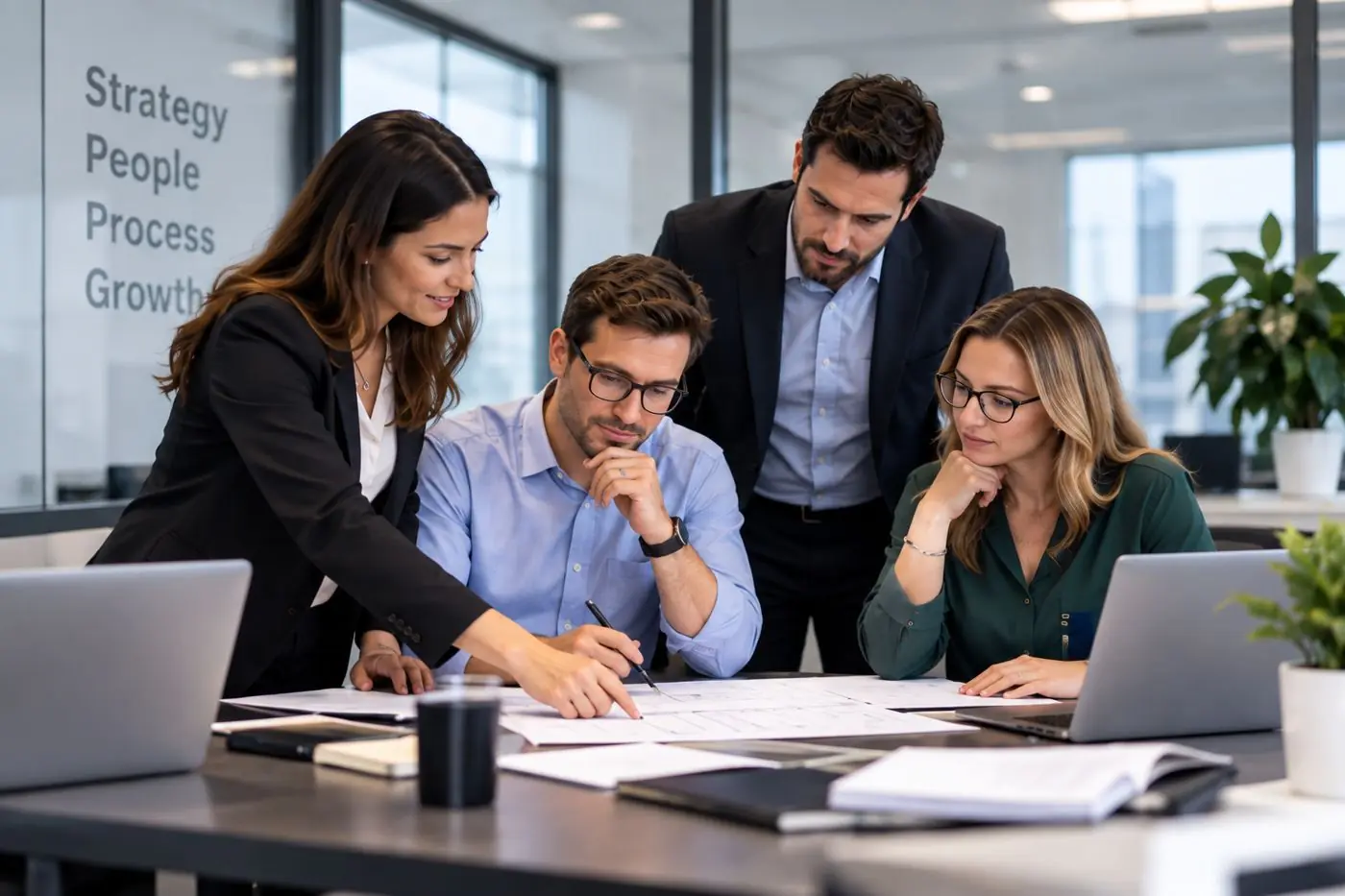 a professional services team at work